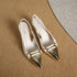 Two Tone Pointy Toe Sling kitten Heels